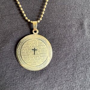 Silver Tone Bible Cross Necklace